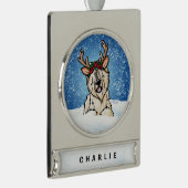 Wheaten Terrier Rentier Weihnachtsschmuck Banner-Ornament Silber (Rechts)