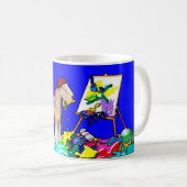 Wheaten Terrier: "The Painter" (blau) Kaffeetasse (VorderseiteRechts)
