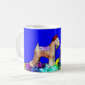 Wheaten Terrier: "The Painter" (blau) Kaffeetasse (Vorderseite Links)