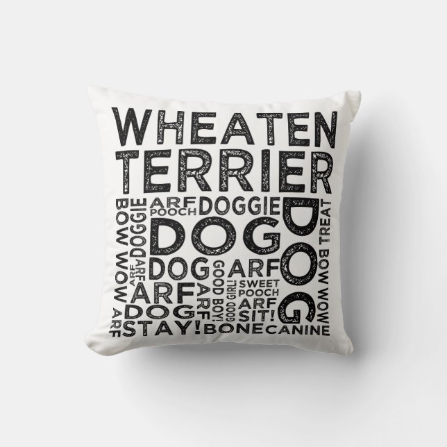 Wheaten Terrier Typografie Kissen (Vorderseite)