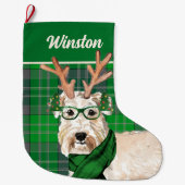 Wheaten Terrier und Green Kariert mit dem Namen de Großer Weihnachtsstrumpf (Vorderseite)