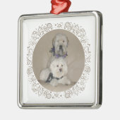 Wheaten Terrier und Havanese Silbernes Ornament (Links)