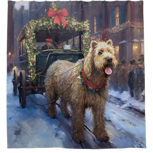 Wheaten Terrier Weihnachtssaison Duschvorhang (Vorderseite)