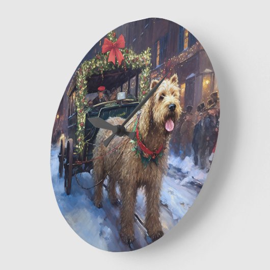 Wheaten Terrier Weihnachtssaison Große Wanduhr (Winkel)