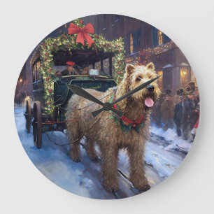 Wheaten Terrier Weihnachtssaison Große Wanduhr