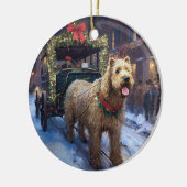 Wheaten Terrier Weihnachtssaison Keramik Ornament (Links)