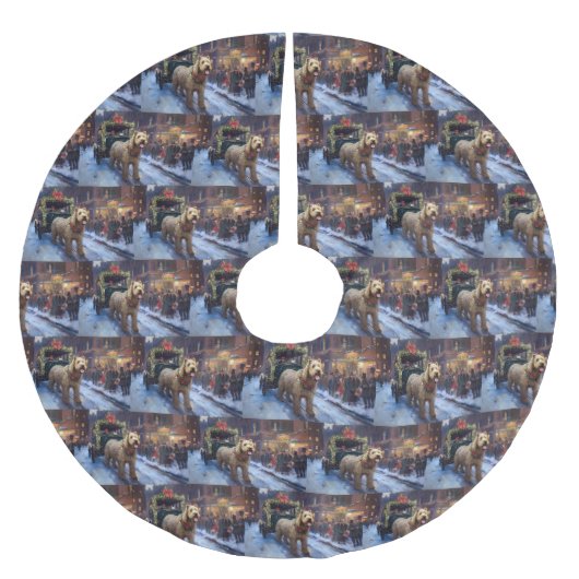 Wheaten Terrier Weihnachtssaison Polyester Weihnachtsbaumdecke (Vorderseite)