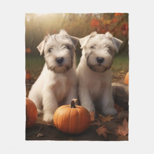 Wheaten Terrier Welpe Autumn Delight Pumpkin Fleecedecke (Vorderseite)