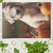 Wheaten Terrier Welpe Autumn Delight Pumpkin Geschirrtuch (Gefaltet)