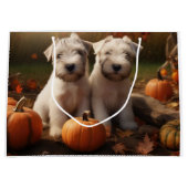 Wheaten Terrier Welpe Autumn Delight Pumpkin Große Geschenktüte (Vorderseite)