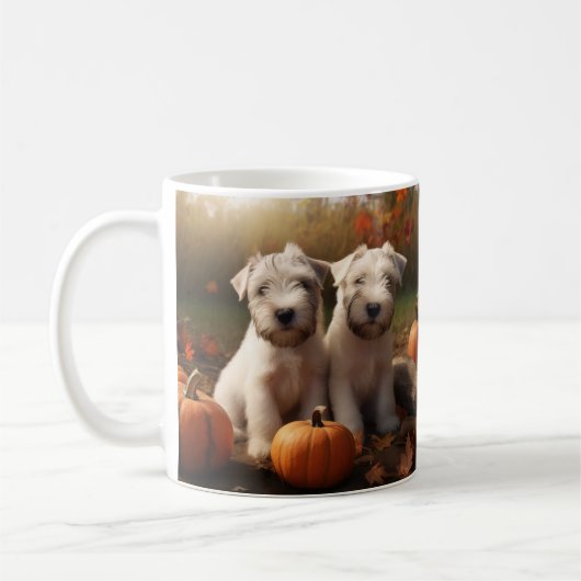 Wheaten Terrier Welpe Autumn Delight Pumpkin Kaffeetasse (Links)