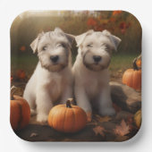 Wheaten Terrier Welpe Autumn Delight Pumpkin Pappteller (Vorderseite)