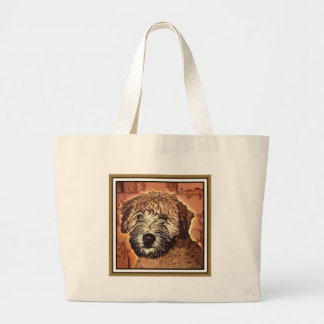 WHEATEN TERRIER: WET PUPPY (Brown Bkgd) Jumbo Stoffbeutel