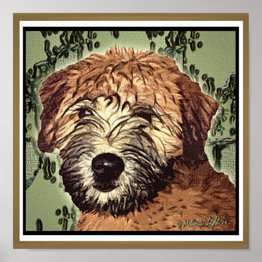 WHEATEN TERRIER: WET PUPPY (Green Bkgd) Poster (Vorne)