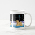 "Wheaten Terriers at Chanukah" Kaffeetasse<br><div class="desc">"Wheaten Terriers at Chanukah" ist ein einzigartiges Kunstdesign für den jüdischen Urlaub "Chanukah",  mit zwei weich beschichteten Weizenterrassen und einer Hanukkah Menorah,  die von den Sternen beleuchtet wird. Wir haben das Innere der Kartenleere links,  damit Sie es anpassen können. Original Wheaten Artwork ? Melanie Light 2005.</div>