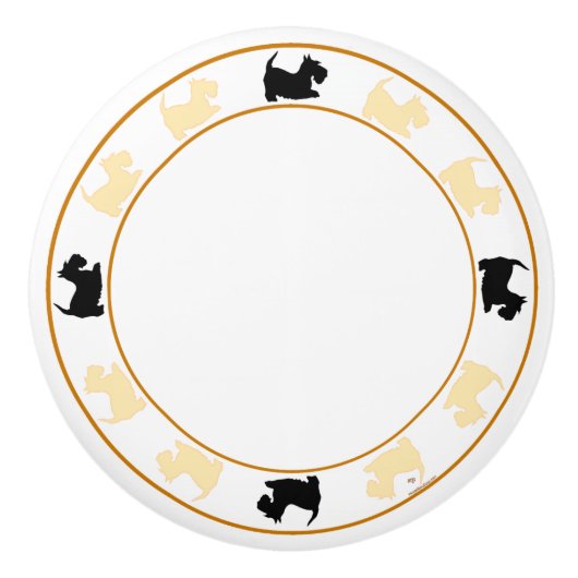 Wheaten und Black Scottish Terriers Keramikknauf (Vorderseite)