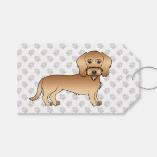 Wheaten Wire Haired Dachshund Cartoon-Hund und Pfo Geschenkanhänger