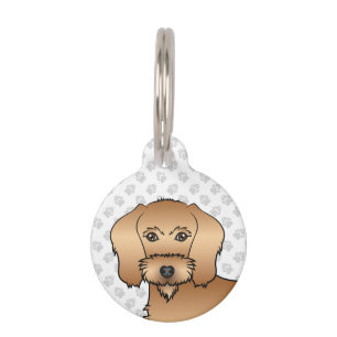 Wheaten Wire Haired Dachshund Cartoon-Hundekopf Haustiermarke