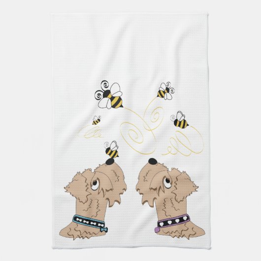 Wheatens und Bienen Geschirrtuch (Vertikal)