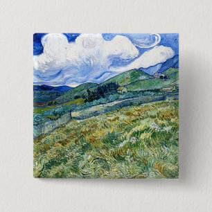 Wheatfield und Mountains, Vincent Van Gogh Button