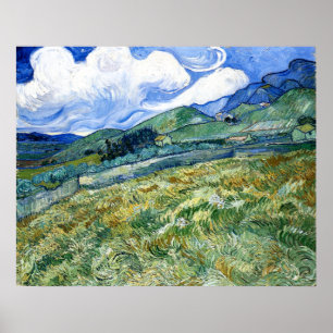 Wheatfield und Mountains, Vincent Van Gogh Poster