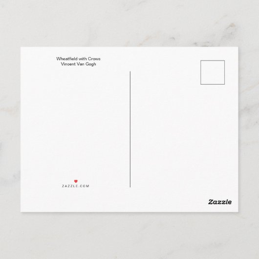 Wheatfield with Crows by Vincent Van Gogh Postcard Postkarte (Rückseite)