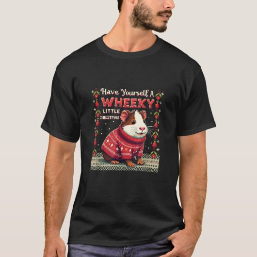 Wheeky Little Christmas Ugly Sweater Guinea Pig T-Shirt (Vorderseite)
