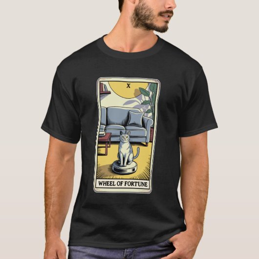 Wheel of Fortune Roboter-Staubsauger Lustige Tarot T-Shirt (Vorderseite)