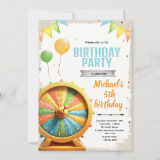 Wheel of Fortune spin birthday Invitation Einladung