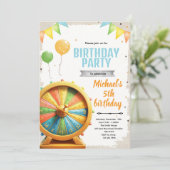 Wheel of Fortune spin birthday Invitation Einladung (Stehend Vorderseite)