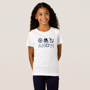 Wheel Sailboat Anchor Ahoy! Dunkelblau T-Shirt