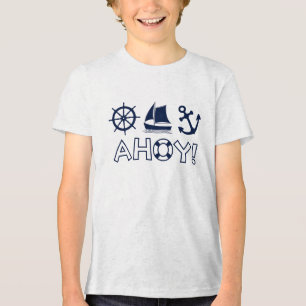 Wheel Sailboat Anchor Ahoy! Dunkelblau Tri-Blend Shirt
