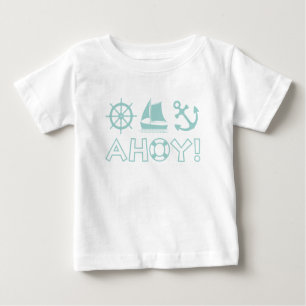 Wheel Sailboat Anchor Ahoy! Helles Aquamarin Baby T-shirt