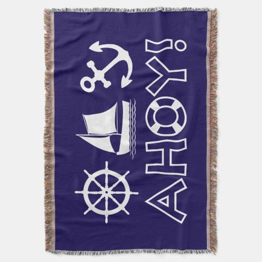 Wheel Sailboat Anchor Ahoy! Weiß Decke (Vorderseite Vertikal)