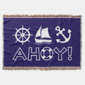 Wheel Sailboat Anchor Ahoy! Weiß Decke (Vorderseite)