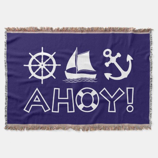 Wheel Sailboat Anchor Ahoy! Weiß Decke (Vorderseite)