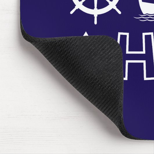 Wheel Sailboat Anchor Ahoy! Weiß Mousepad (Ecke)
