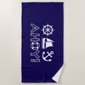 Wheel Sailboat Anchor Ahoy! Weiß Strandtuch (Vorderseite)