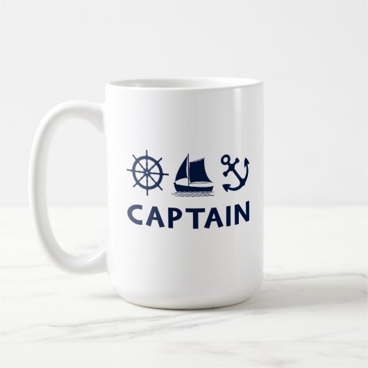 Wheel Sailboat Anchor Captain Dark Blue Kaffeetasse (Links)