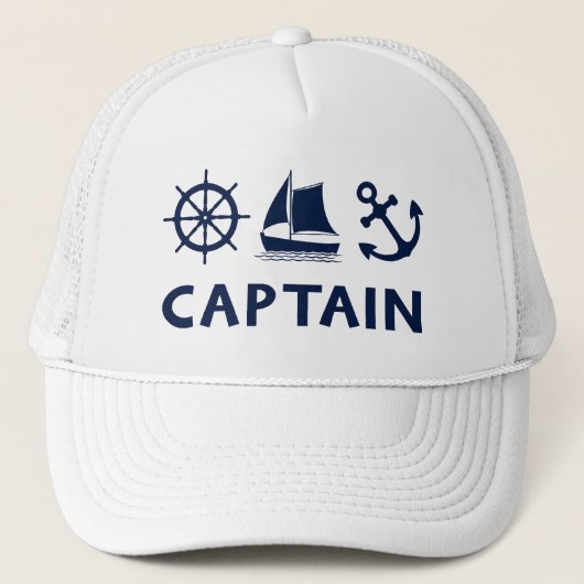 Wheel Sailboat Anchor Captain Dark Blue Truckerkappe (Vorderseite)