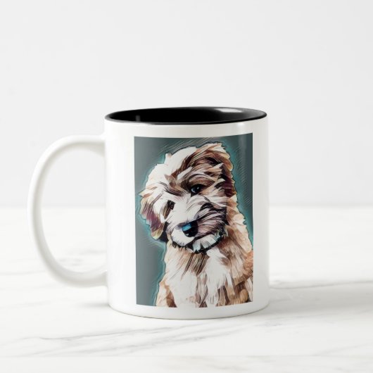 Wheel Terrier Hund Pop Art Zweifarbige Tasse (Links)
