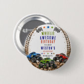 Wheelie Awesome Monster Truck 4. Geburtstag Junge Button (Vorne & Hinten)