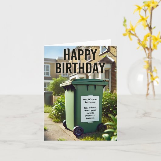 Wheelie Funny Birthday - Prosecco Bin Edition Karte (Gelbe Blume)