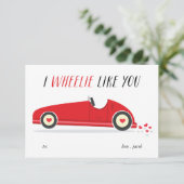 Wheelie Like you class valentine's day card Einladung (Stehend Vorderseite)