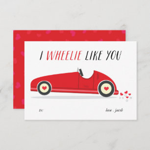 Wheelie Like you class valentine's day card Einladung