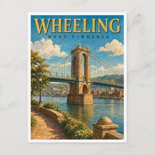 Wheeling West Virginia Hängebrücke GeoSaga Postkarte