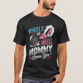 Wheels Or Heels Baby Shower Girl Boy Keeper Gender T-Shirt (Vorderseite)