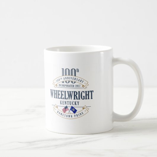 Wheelwright, 100. Jahrestags-Tasse Kentuckys Kaffeetasse (Rechts)