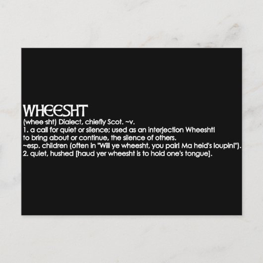 Wheesht Postkarte (Vorderseite)