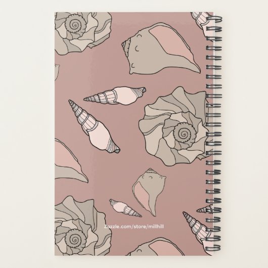 Whelk Shells Illustrated Yearly Custom Planner Planer (Rückseite)